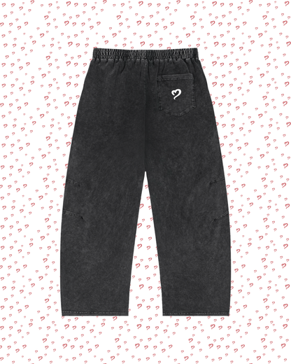 Washed Black Drawstring Pants