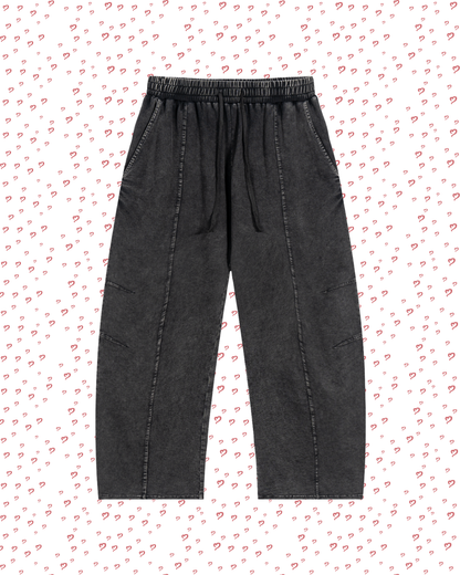 Washed Black Drawstring Pants