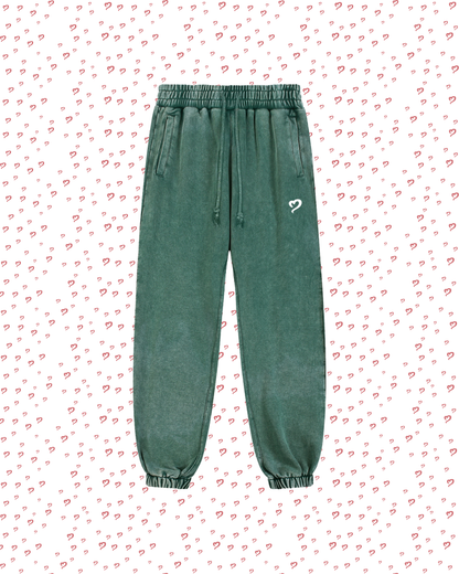 Snow Washed Green Sweatpants