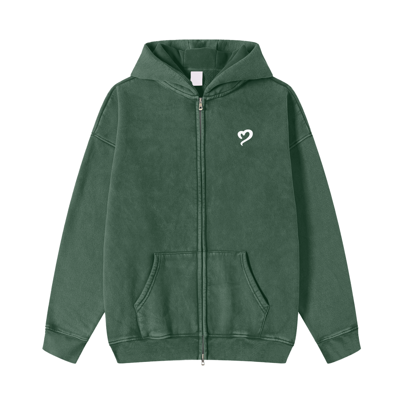 Washed Green Zip Hoodie