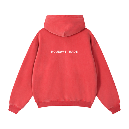 Washed Red Zip Hoodie