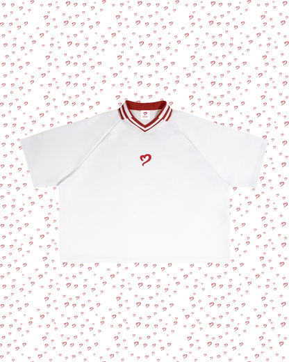 White Contrast Collar Tee