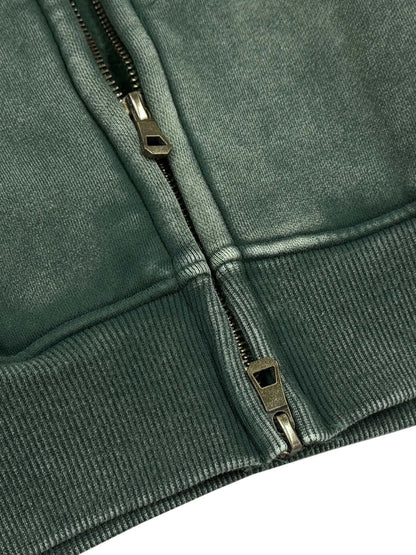 Washed Green Zip Hoodie