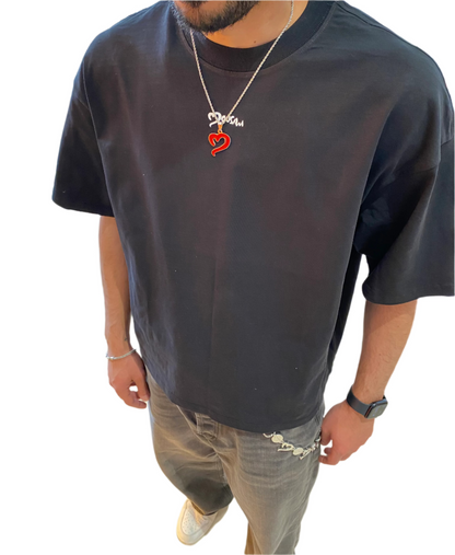 With Heart Silver Chain styled flat with velvet pouch and minimal props.