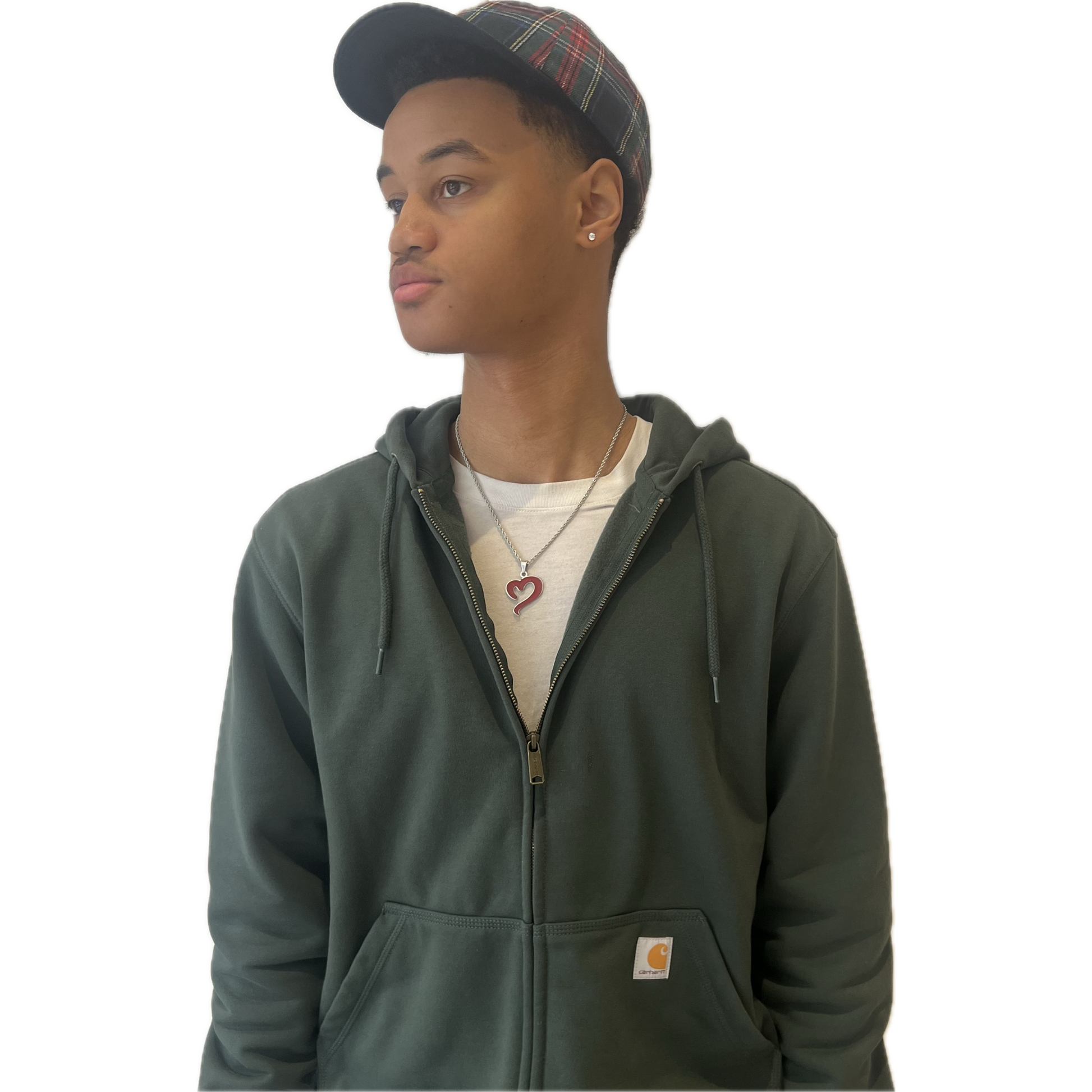 With Heart Silver Chain styled flat with velvet pouch and minimal props.